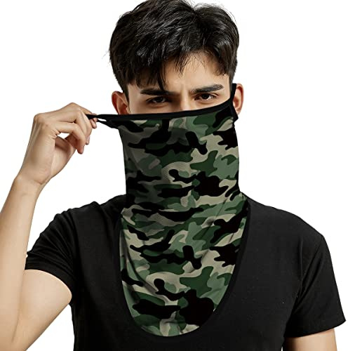 ShopINess 3D Ohrbügel Gesichtsmaske Bandana - Grüner Tarnanstrich