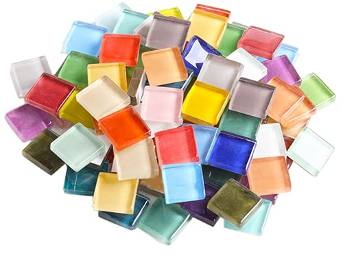Carreaux de mosaïque en verre carrés de 200 g pour loisirs créatifs, décoration, 1,5 x 1,5 cm (panchromatique)