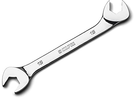 Capri Tools 15 mm Angle Open End Wrench, 30° and 60° angles, Metric