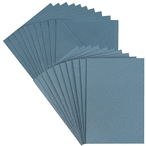 Ideen mit Herz Grußkarten-Set | Perlmutt-Veredelung | 10 Karten ca. 250 g/m² + 10 Umschläge ca. 120 g/m² (taubenblau, Din B6)