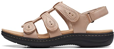 Clarks Laurieann Vine platt sandal för kvinnor, Sand läder, 40 EU