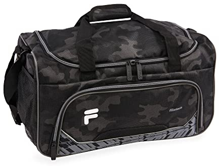 Fila Source - Borsone sportivo da palestra, Small Black Camo, S, Source - Borsone sportivo da palestra, misura piccola