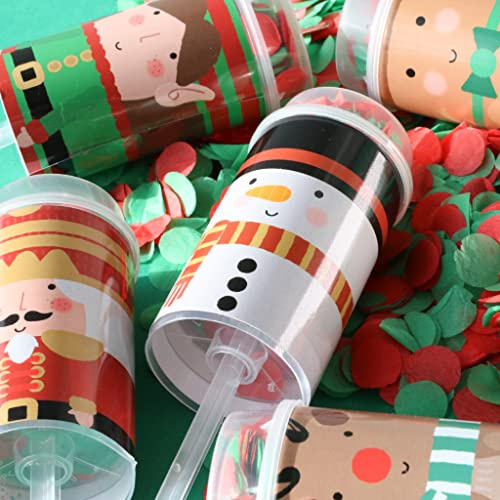 Christmas Confetti Poppers - Pack of 6 - Character Push Pop Mini Biodegradable Confetti Cannons - Fun Christmas Party Celebrations