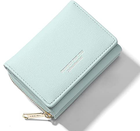 HAIWILL Mini Geldbörse Damen Leder Kleines Portemonnaie , Gross Kapazität Geldbeutel Geldtasche Damengeldbörsen Viele Fächer (Grün)