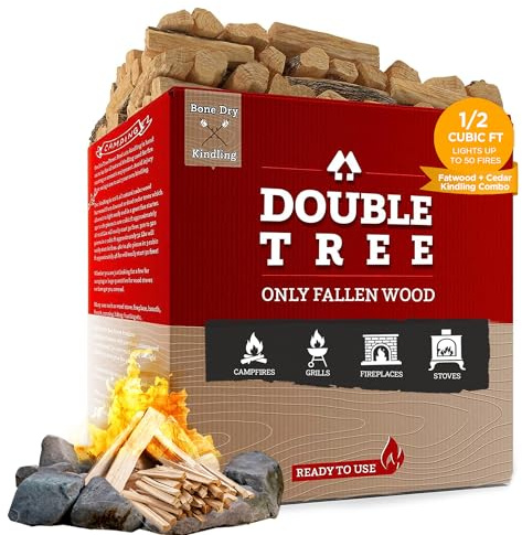 Double Tree Forest Products - Fatwood & Incense Cedar Kindling Combo: Ideal for Wood Stoves, Fireplaces, Campfires, Bonfires - Eco-Friendly, Long Burning Fire Logs, Weather-Resistant Fire Starter Kit