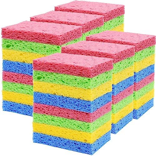 YoleShy 48 Pack Sponges Kitchen Natural Compressed Cellulose Sponges Durable Dish Sponge for Cleaning & DIY Reusable