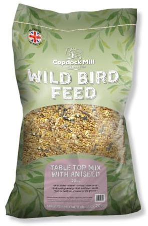 Copdock Mill Tabletop Mix with Aniseed to attract more birds, includes black sunflower seeds for high energy (20kg Bag)