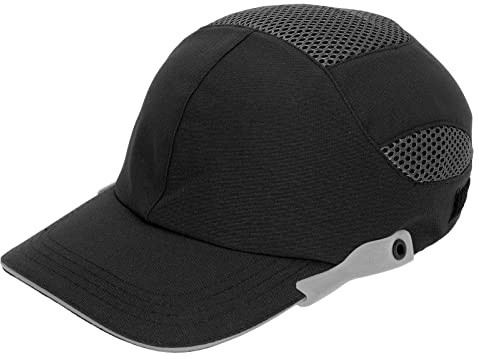 Anstoßkappe Im Baseball Stil Bequem Atmungsaktiv Leicht Verstellbar Sicherheits Anstoßkappe Kopfschutz Schutzhelm (Schwarz mit grauem Rand)