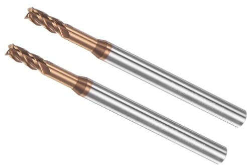 CoCud 2 Stück Vierkantfräser 3mm x 15mm Schneiden Langhals CNC-Fräser-Bits | Titan Nano-Scale beschichtetes Karbid, 4 Schneiden, für Edelstahl Gusseisen Metall