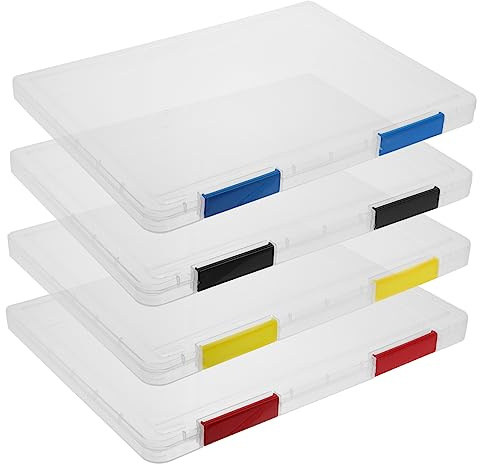 OFFSCH 4 Stück Stapelbare Aktenbox A5 24x17x2cm Aus Robustem Kunststoff Transparente Büro Aufbewahrung Für Dokumente Schecks Und Quittungen Desktop Organizer Für Büro Und Schule