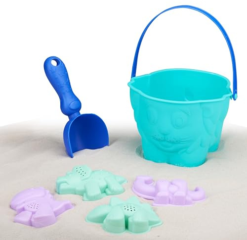 Eddy Toys Strandspielzeug - Sandspielzeug mit Eimer, Schaufel und Sandformen - Tier- und Dinosaurierthema - Für Strand und Sandkasten - ab 18 Monaten - Kunststoff