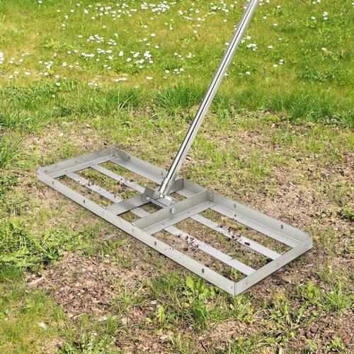 Râteau de nivellement de pelouse en Acier Inoxydable avec Plaque de Sol de 76,2 x 25,4 cm, Outil de Niveau de pelouse Robuste pour Cour, Jardin, Terrain de Golf, facilite Le Niveau du Sol, du Sable,