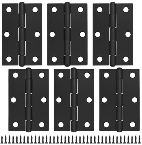 MABAHON 6 Stück Scharniere Klappbar 76mm*49.5mm, Scharnier Schwarz Edelstahl Scharniere Klein Scharnierband mit 38 Stück Schrauben, Leicht scharniere für Türen Fenster Schränke