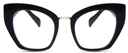 AOOLIA occhiali da lettura donna, montature cat-eye alla moda occhiali anti luce blu, Anti Luce Blu Lenti Antiriflesso per studio lavoro (Nero, 1, x)