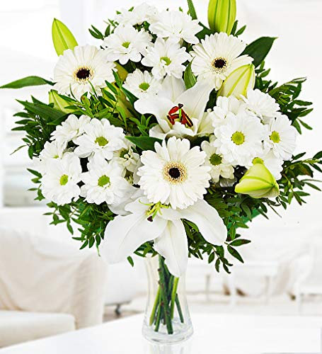 Serenidad - Ramo de Flores – Regalo Fresco para Cumpleaños o Día de la Madre – Arreglo de Lujo con Entrega al Día Siguiente – Sorpresa Elegante para Ella