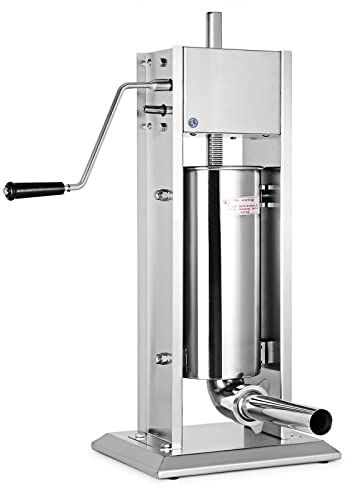 Wurstfüller 7L/5.0 kg Wurstbereiter mit 4 Fülldüsen Manuelle Wurstfüllmaschine Vertikale Wurstmacher-Kit für Zuhause & Gewerbe Edelstahl