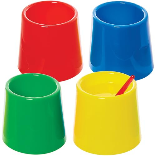 Baker Ross FN283 Grand pot d'eau sans déversement - Pack de 4, pots d'eau pour la peinture, pots d'eau pour l'art et l'artisanat des enfants