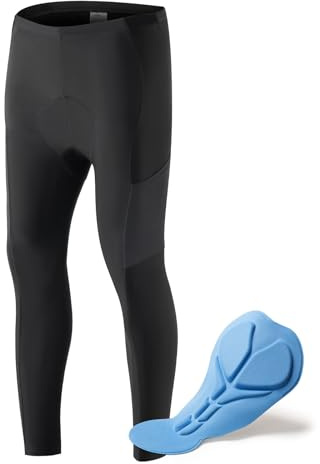 ROCKBROS Fahrradhose Herren Lange Kompression Radlerhose mit Taschen Gepolsterte Leggings Elastische Atmungsaktive Fahrrad Hose mit Sitzpolster für Herbst/Frühling S-4XL