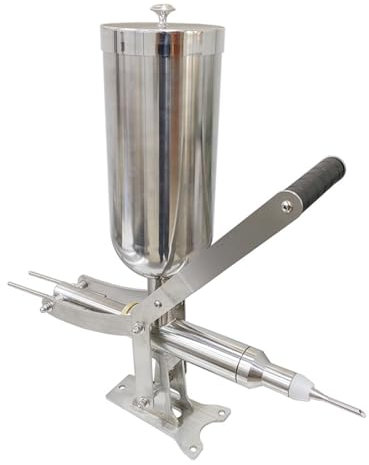 DOJOEUU 5L Manual Churros Maker Machine, Stainless Steel Donut Filler Machine, Commercial Cream Filling Machine, Desktop Latin Fruit Donut Machine, Jam Filling Machine for Kitchen Restaurant(Short)