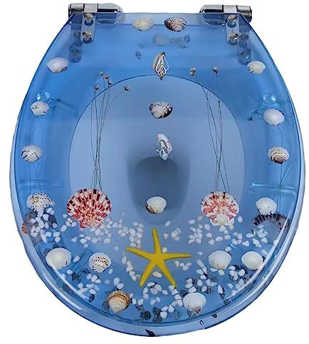 Colorful Starfish and Sea Shells Pattern Novelty Toilet Seat for Bathroom