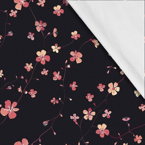 HEKO PANELS Softshell Stoff, Meterware, Blumen, 1 Meter 150 x 100 cm | wasserfester und windfester Outdoor Stoff mit Fleece, Nähstoffe für Jacken und Overalls, funktional zum Nähen und DIY