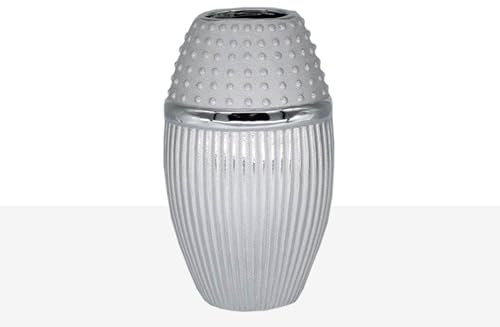 FLORERO OVAL CERAMICA PLATEADA