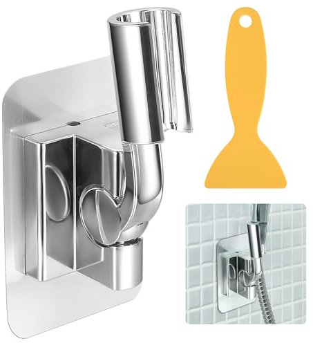 Soporte de Ducha sin Taladro, Soporte para Ducha de 180° Ajustable, Soporte Adhesivo para Alcachofa de Ducha, Soporte Universal de Pared para Baño y Aseo