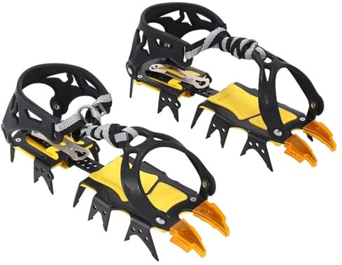XUCZHAI Steigeisen mit 18 Zähnen, Traktionsstollen, Spikes, Schneegriffe, rutschfeste Steigeisen aus Edelstahl for Bergsteigen und Eisklettern