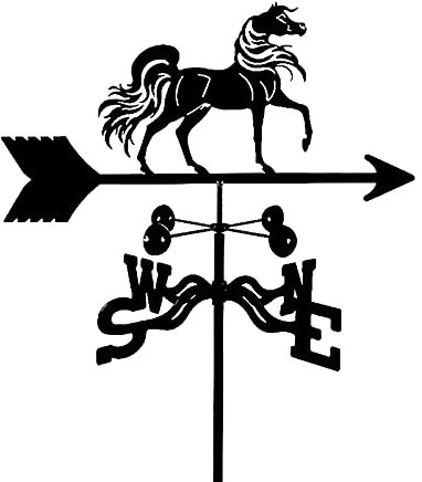 Wetterfahne mit arabischem Pferd zur Dachmontage, Edelstahl, Windrichtungsanzeiger, Wetterhahn, Metallhalterung für den Außenbereich, Wetterfahne für Garten und Innenhof