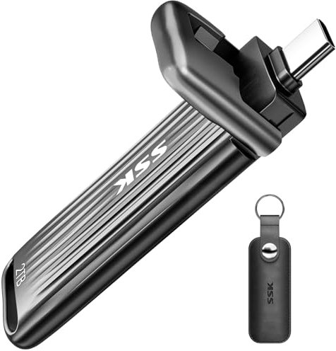 SSK 2TB SSD USB C Pendrive, Máxima Velocidad 2000MB/s Solo para USB3.2 Gen2x2, Disco Duro Externo SSD Portátil Compatible con Android Phone Mac Laptop, Soporte para iPhone 15/16 4K ProRes