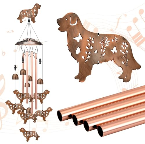Geelin Golden Retriever Wind Chimes Outdoor Golden Retriever Gifts for Men Women Dad Grandpa Memorial Metal Wind Chimes for Home Lawn Porch Patio Garden Yard Decoration