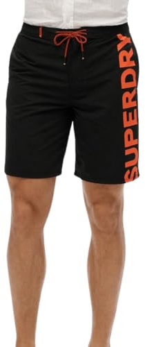 Superdry klassiska 48 cm boardshorts för män med logotyp, svart, XL