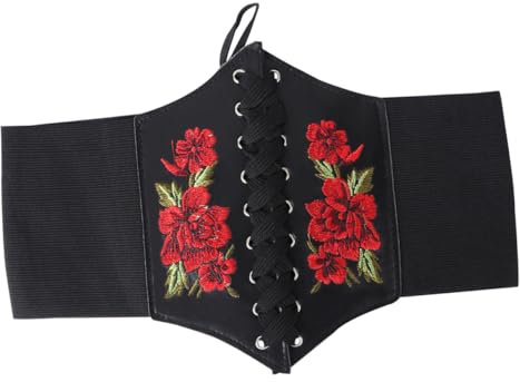AKOOSY 1 Stück Gürtel Dünn Gold Stilvoll Taille Schnalle Für Frauen Hüftgurt Weben Damen Kummerbund Körperformender Bund Kleiderbund Rockverzierung Elastischer Bund Balkenbund Rot