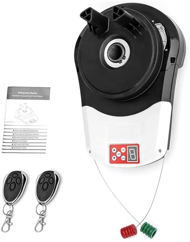 Roll Up garageportöppnare, automatisk rullportöppnare med 2 fjärrkontroller, 800N Lift Force rullportsmotor, sidomonterad slutaröppnare för garage, lager, butik