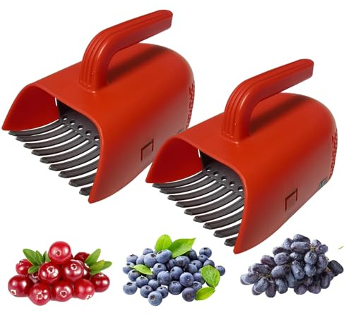 2 Heidelbeerkamm, Beerenpflücker Mit Stiel, Obstpflücker 22.8cm, Kirschenpflücker Für Heidelbeeren, Preiselbeeren, Brombeeren, Obst Erntemaschine Garten Outdoor Tools