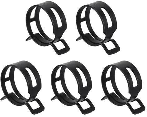 sourcing map 5pcs Spring Band Type Hose Clamps 32mm Fuel Line Hose Spring Clip Silicone Vacuum Hose Pipe Clamp Low Pressure Tube Clip Fastener, Black