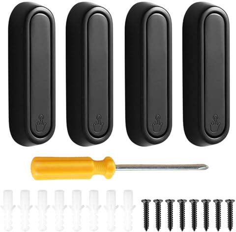 BDHYYM 4 Pièces Patere murale retractable Patere doree murale, Crochets de Suspension avec Tournevis, 5 x 75 mm, pour Vêtements Porte-serviettes, Salle de Bain, Entrée, Chambre & Cuisine (noir)