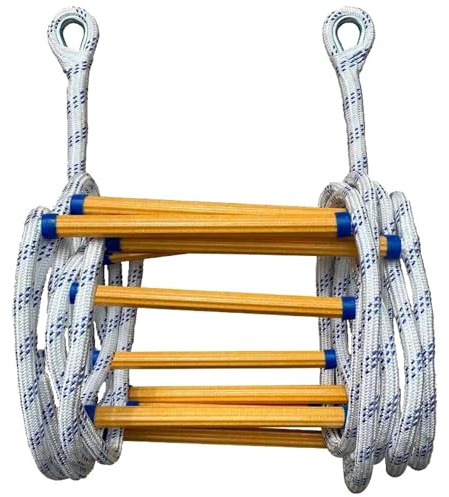 Échelle de Corde Échelle de Secours en Nylon capacité Charge 10 Pieds avec Crochets Corde d'urgence Robuste antidérapante pour Le Sauvetage d'entraînement 'Escalade |.Feu