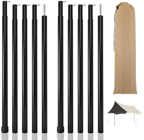 Trukafie tältstänger Teleskop tältstång Teleskopstång 2-pack i rostfritt stål tältcampingstänger Justerbar 43-200cm med förvaringsväska för tält, solsegla, markis, tältduk