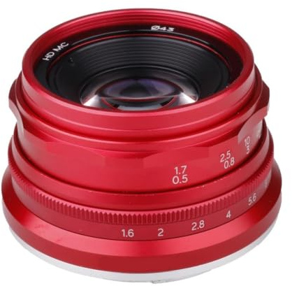 Camera Lens, 35mm F1.6 APS-C Lens, Compatible for Sony E A6600 A6500 | XF, EOS-M, M4/3 Mount Compatible(Red,XF)