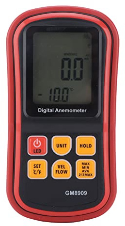 Anemometro HaloVerde GM8909 con portata 0-45 m/s e 500 registrazioni di dati, anemometro portatile per la direzione del Aria per misurare il volume e il flusso dell'aria nei