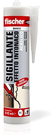 Fischer SAR 310 Sigillante Effetto Intonaco Bianco, Acrilico, Finitura Ruvida, Verniciabile, per Facciate, Giunti, Fessure, Inodore, Uso Interno, Senza Solventi, 9388