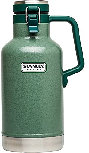 Stanley Classic Easy-Pour Growler 64 oz | Keeps Beer Cold or Coffee Hot | Leakproof Steel Lined Lid and Easy to Carry Handle | Insulated Stainless Steel | BPA-Free | Hammertone Green