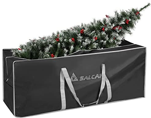 SALCAR Weihnachtsbaum Aufbewahrungtasche, Weihnachtsbaum Transporthülle für 1,8m/2,1m/2,4m Tannenbaum und Andere Weihnachtsdekorationen, aus 600D Oxford, Reißfest Wasserdicht, Schwarz