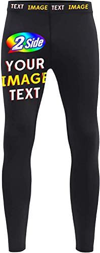 O2TEE Design Your Own Men’s Dry Cool Basketball Leggings Sublimated Graphics Martial Arts Pants,M