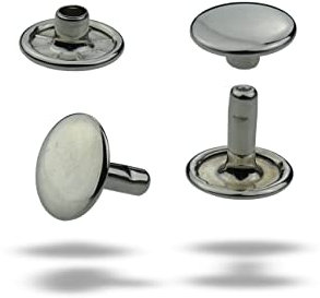 IstaTools Remaches huecos para cuero, doble capuchón de latón, remaches inoxidables para bolsos cinturones de tela (13 x 11 mm, plata, 10)