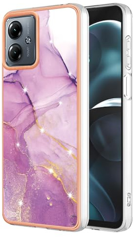 WBWONE Funda para Motorola Moto G14, Carcasa Borde de Silicona TPU Resistente a los Golpes Case Protectora con Patrón Pintado - Púrpura Claro