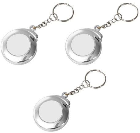 Lot de 3 Mini Porte-clés à Ruban à Mesurer, Mètre ruban de 2 mètres, Ruban à Mesurer de Poche Rétractable en Acier Inoxydable pour Cadeaux de Fête d'anniversaire, Usage Quotidien