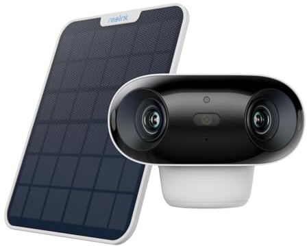 Reolink 4K Battery Security Camera Outdoor Wireless with Dual Lens 180° View, Argus 4 Pro + 6W Solar Panel, 2.4/5GHz WiFi, No Monthly Fee, AI Detection, Colour Night Vision, Works with Alexa&Google
