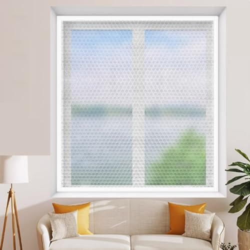 Fenster Isolierfolie Kälteschutz Thermo Cover durchscheinende Wärmeschutzvorhang Winddichte Staubdichte Fensterisolierung für den Winter Doppelt Verdickt Luftpolsterfolie 70x140cm